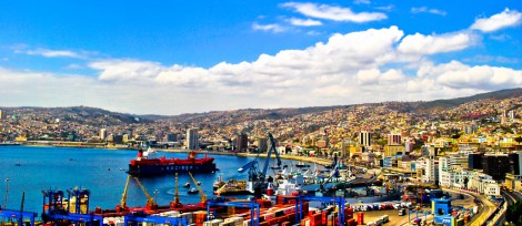 Vista panorámica de la ciudad de Valparaíso, Chile. Un día antes del 27/F.